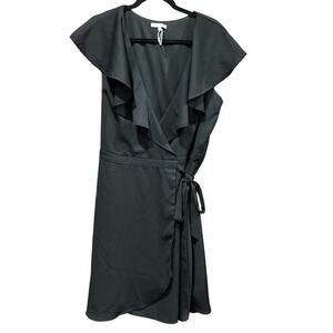 Gianni Bini Women Dress 2XL‎ Black Sleeveless Ruffle Wrap Classic Classy Preppy